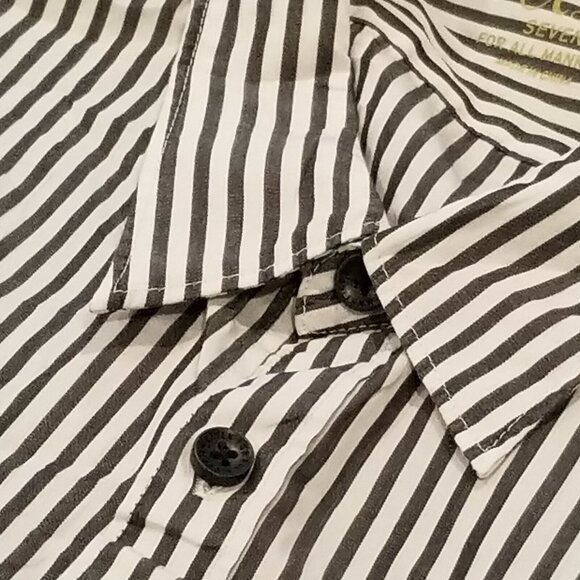 Seven in All Mankind Men's XL Black & White Striped Button Up Long Sleeve Shirt - Picture 10 of 12